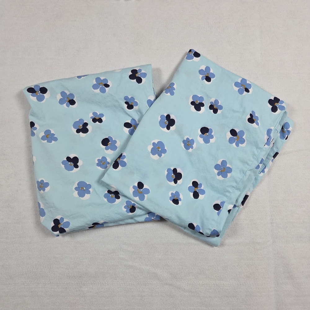 Kate Spade Pillowcases Set of 2 Standard Blue Floral 100% Cotton